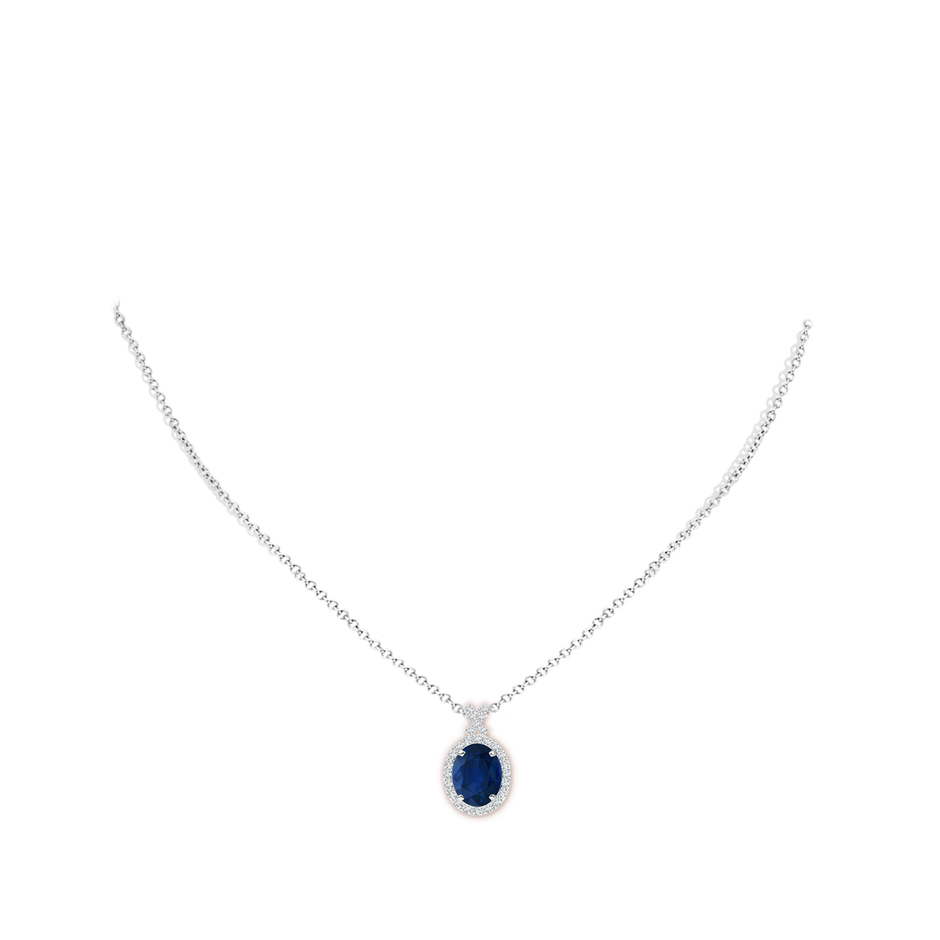 10x8mm AA Vintage Style Sapphire Pendant with Diamond Halo in P950 Platinum pen