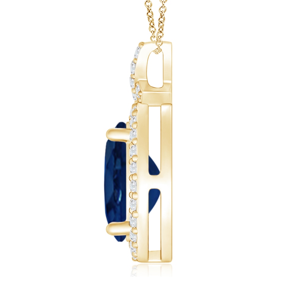 10x8mm AA Vintage Style Sapphire Pendant with Diamond Halo in Yellow Gold side 199