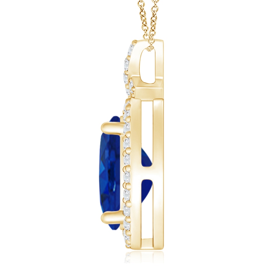 10x8mm AAA Vintage Style Sapphire Pendant with Diamond Halo in Yellow Gold side 199