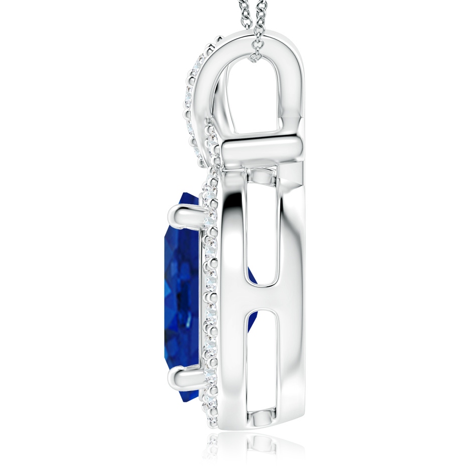 12x10mm AAA Vintage Style Sapphire Pendant with Diamond Halo in P950 Platinum side 199