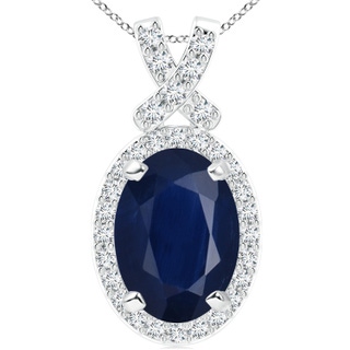 14x10mm A Vintage Style Sapphire Pendant with Diamond Halo in P950 Platinum