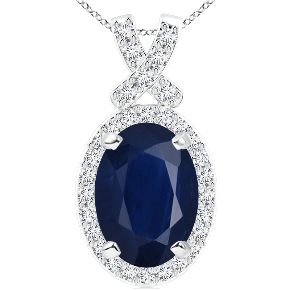 14x10mm A Vintage Style Sapphire Pendant with Diamond Halo in P950 Platinum 