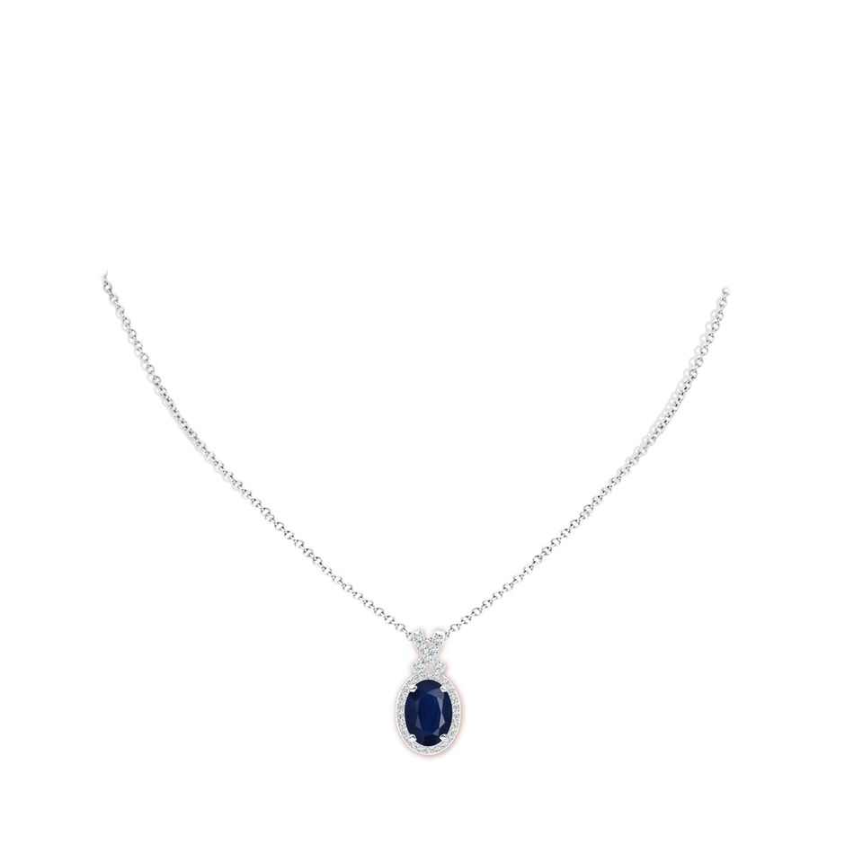 14x10mm A Vintage Style Sapphire Pendant with Diamond Halo in P950 Platinum pen