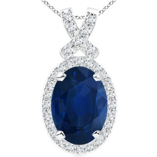 14x10mm AA Vintage Style Sapphire Pendant with Diamond Halo in P950 Platinum