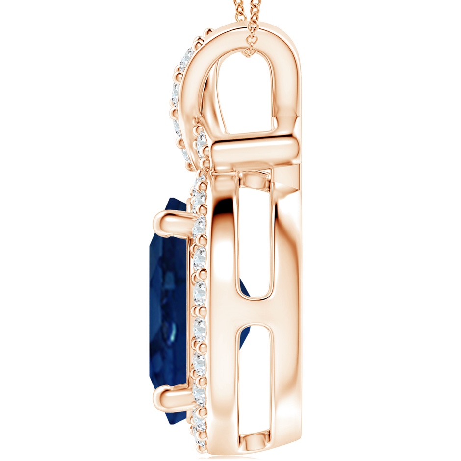 14x10mm AA Vintage Style Sapphire Pendant with Diamond Halo in Rose Gold side 199