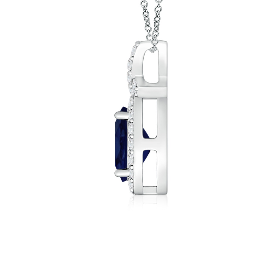 6x4mm A Vintage Style Sapphire Pendant with Diamond Halo in White Gold side 199