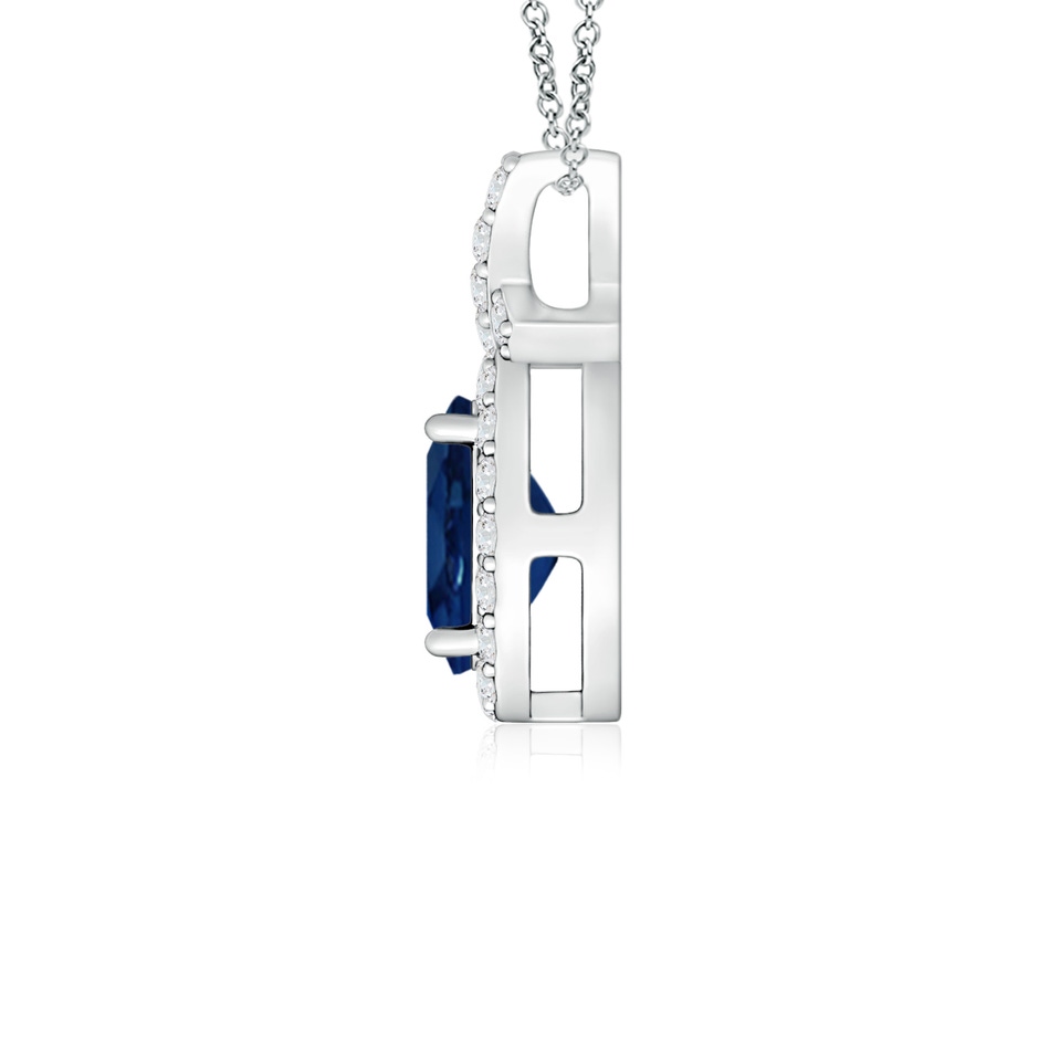 6x4mm AA Vintage Style Sapphire Pendant with Diamond Halo in White Gold side 199