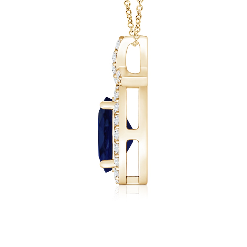 7x5mm A Vintage Style Sapphire Pendant with Diamond Halo in Yellow Gold side 199