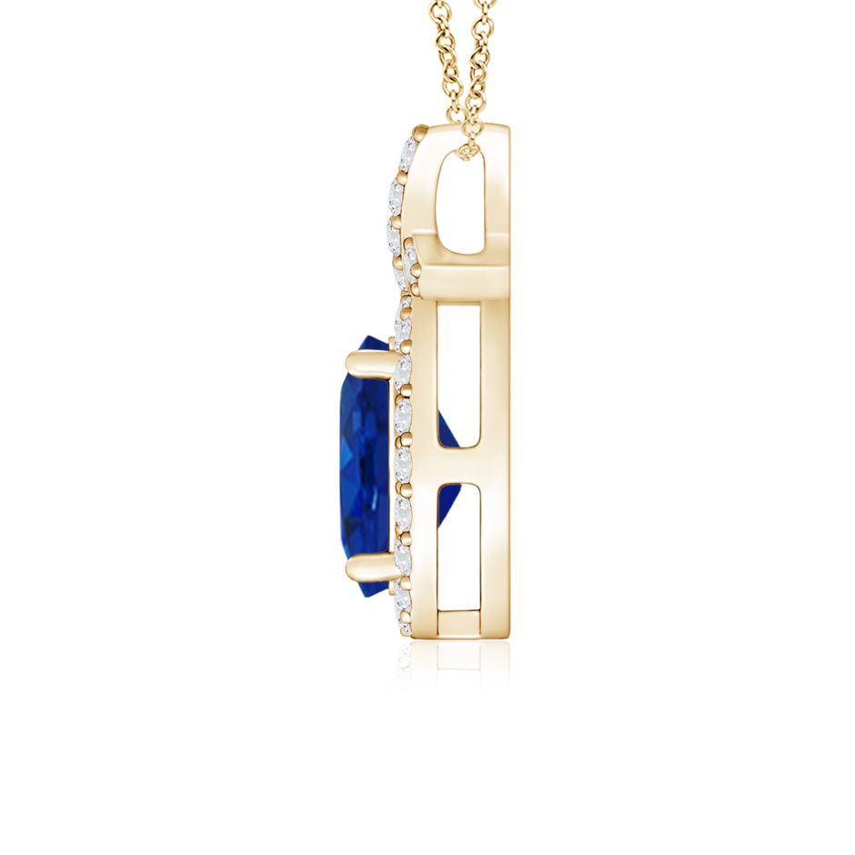 7x5mm AAA Vintage Style Sapphire Pendant with Diamond Halo in Yellow Gold side 199