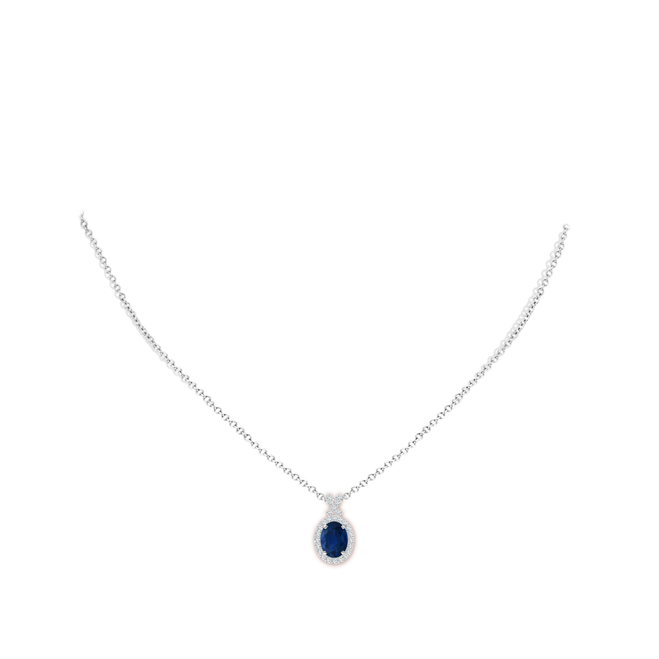 8x6mm AA Vintage Style Sapphire Pendant with Diamond Halo in White Gold pen