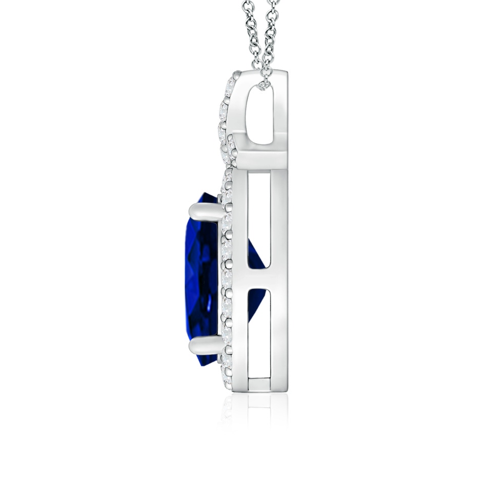 8x6mm AAAA Vintage Style Sapphire Pendant with Diamond Halo in P950 Platinum side 199