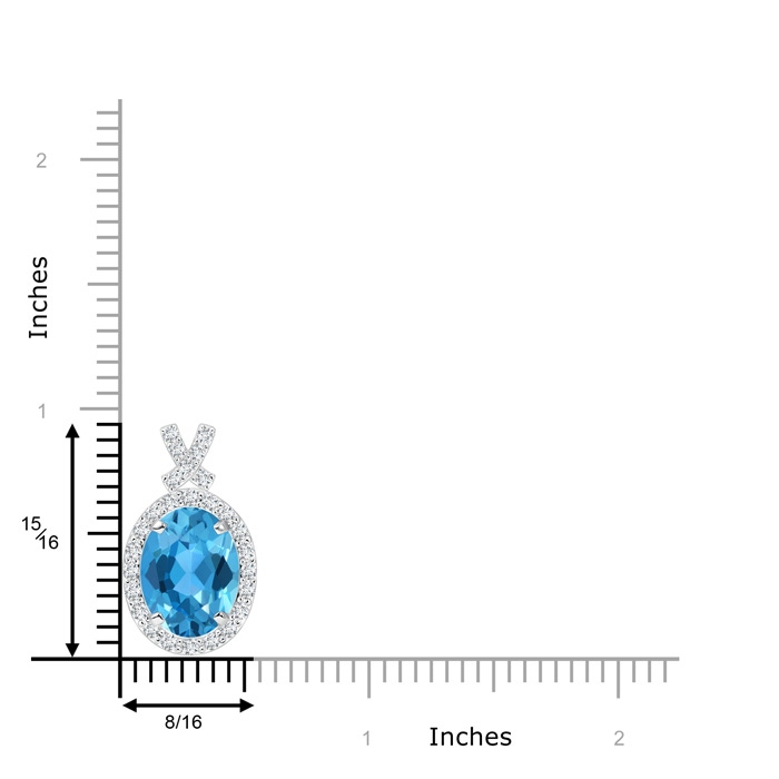 10x8mm AAA Vintage Style Swiss Blue Topaz Pendant with Diamond Halo in White Gold product image
