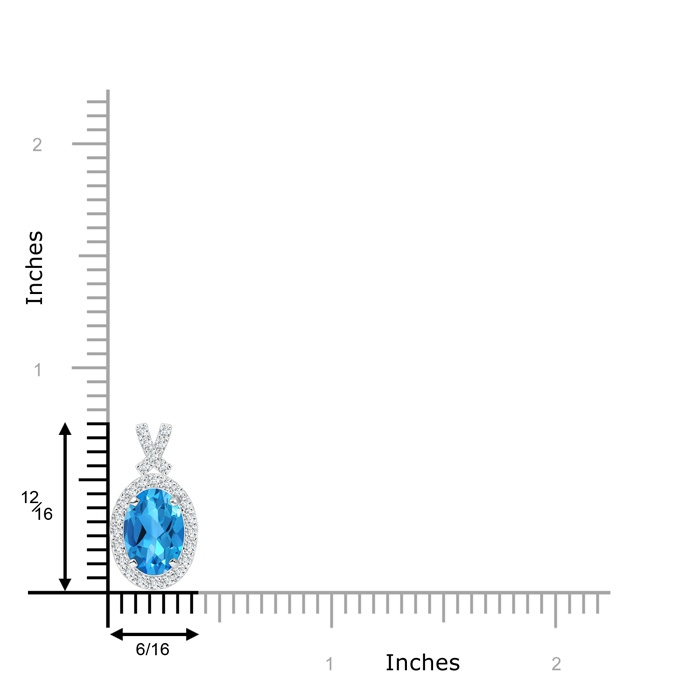 8x6mm AAAA Vintage Style Swiss Blue Topaz Pendant with Diamond Halo in White Gold product image