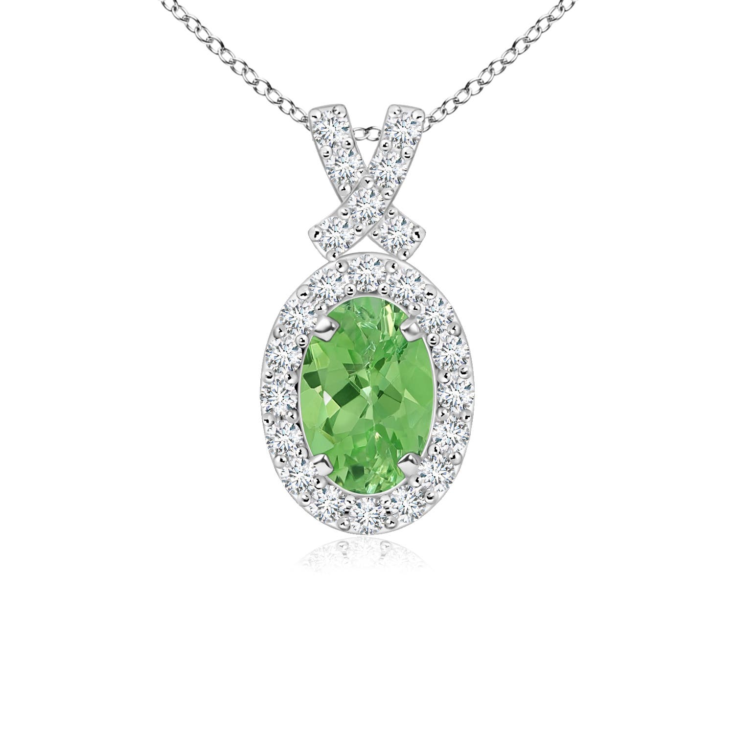 6x4mm A Vintage Style Tsavorite Pendant with Diamond Halo in P950 Platinum
