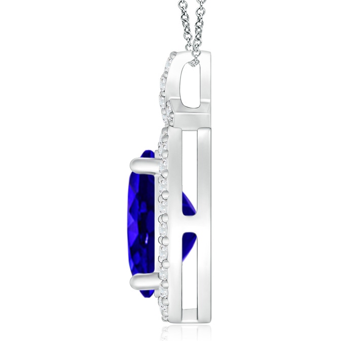 10x8mm AAAA Vintage Style Tanzanite Pendant with Diamond Halo in P950 Platinum product image