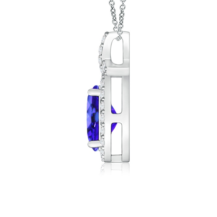 7x5mm AAA Vintage Style Tanzanite Pendant with Diamond Halo in White Gold product image