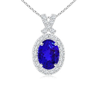 7x5mm AAAA Vintage Style Tanzanite Pendant with Diamond Halo in P950 Platinum