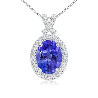 8x6mm AAA Vintage Style Tanzanite Pendant with Diamond Halo in P950 Platinum