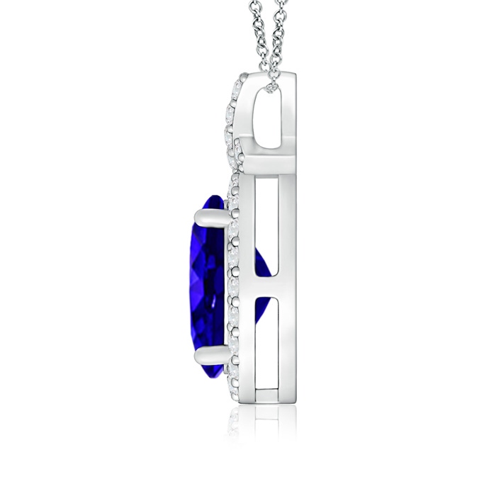 8x6mm AAAA Vintage Style Tanzanite Pendant with Diamond Halo in White Gold product image