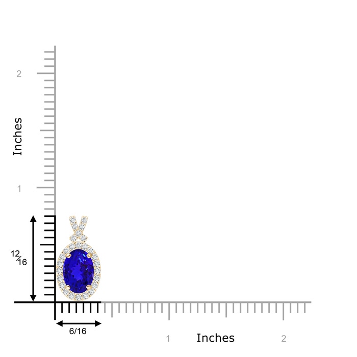 8x6mm AAAA Vintage Style Tanzanite Pendant with Diamond Halo in Yellow Gold product image