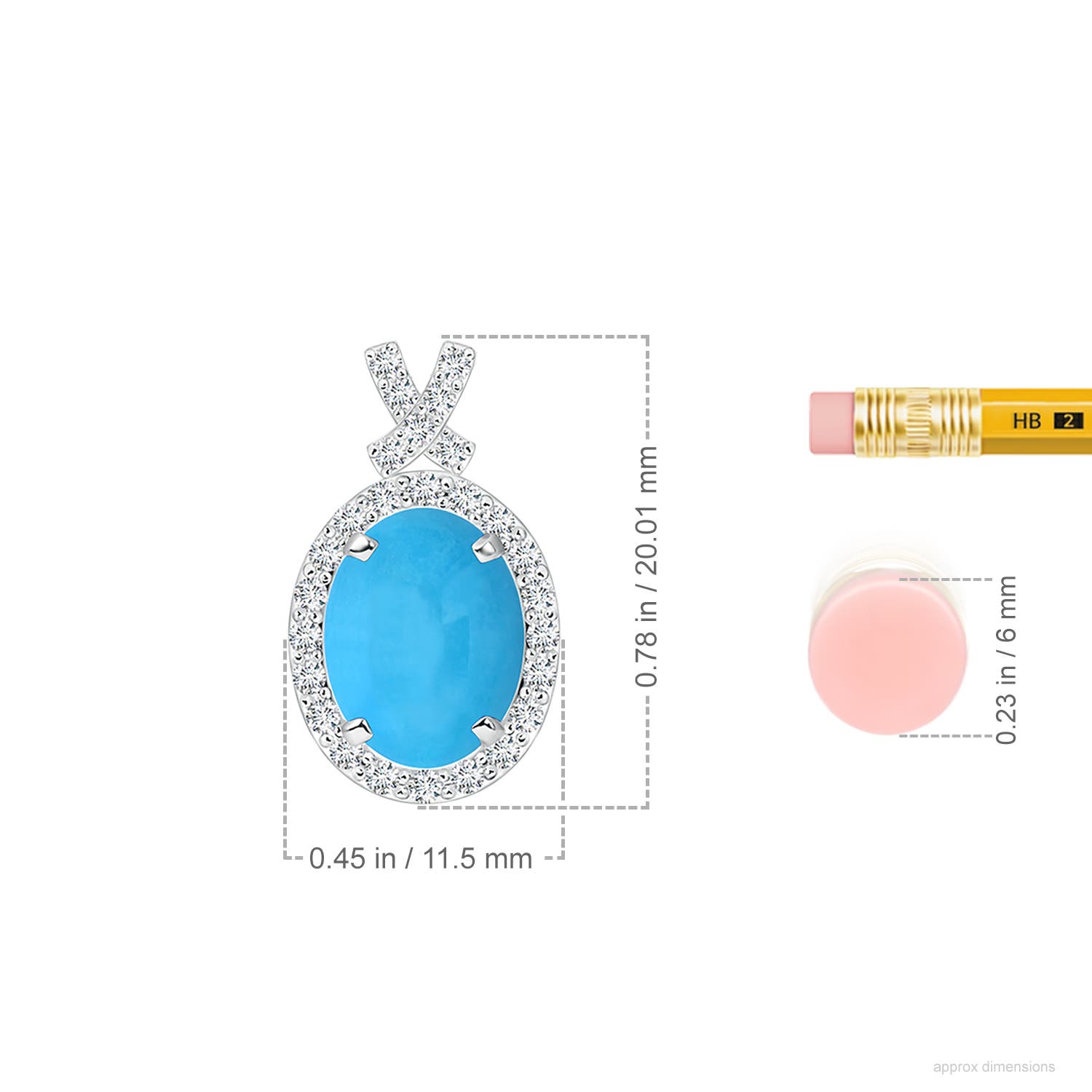 10x8mm AAA Vintage Style Turquoise Pendant with Diamond Halo in