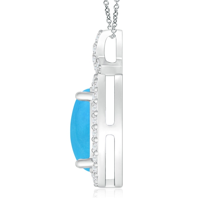 10x8mm AAAA Vintage Style Turquoise Pendant with Diamond Halo in White Gold side 199