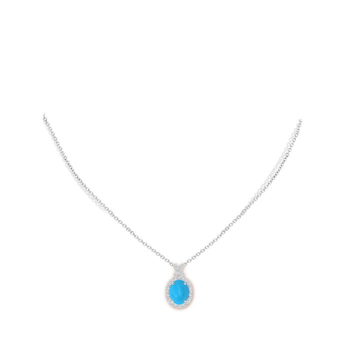 10x8mm AAAA Vintage Style Turquoise Pendant with Diamond Halo in White Gold pen