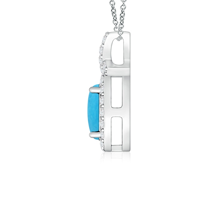 6x4mm A Vintage Style Turquoise Pendant with Diamond Halo in S999 Silver side 199