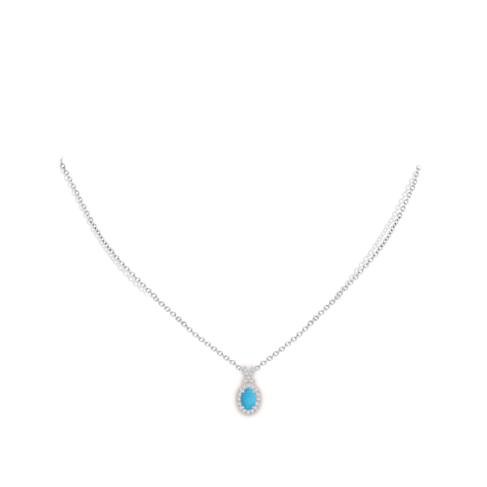 6x4mm A Vintage Style Turquoise Pendant with Diamond Halo in S999 Silver pen