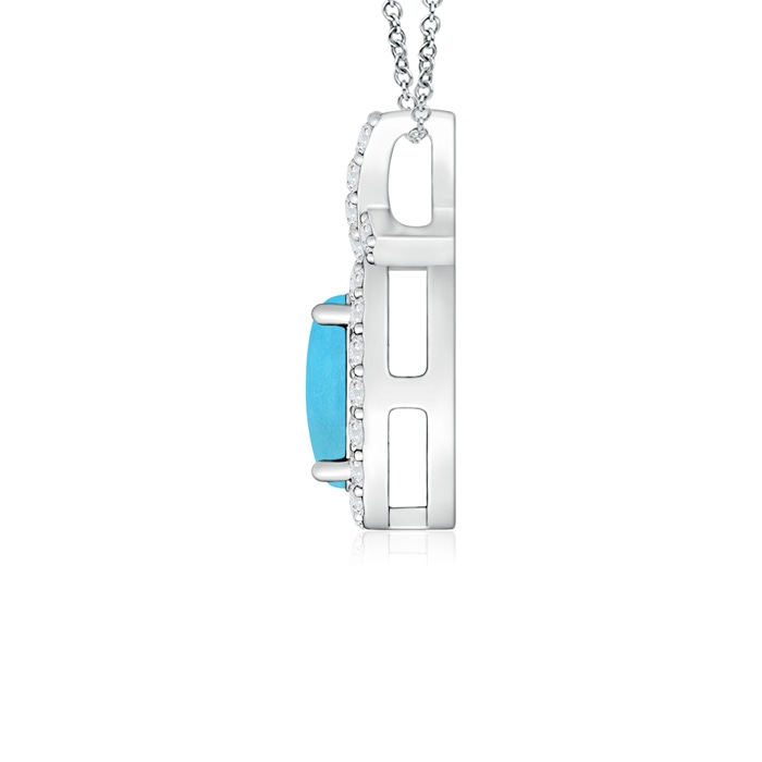 6x4mm AA Vintage Style Turquoise Pendant with Diamond Halo in S999 Silver side 199
