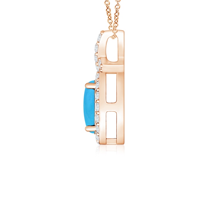 6x4mm AAAA Vintage Style Turquoise Pendant with Diamond Halo in Rose Gold side 199