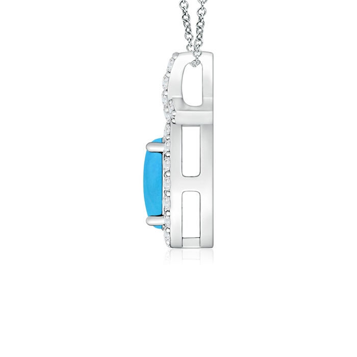6x4mm AAAA Vintage Style Turquoise Pendant with Diamond Halo in S999 Silver side 199