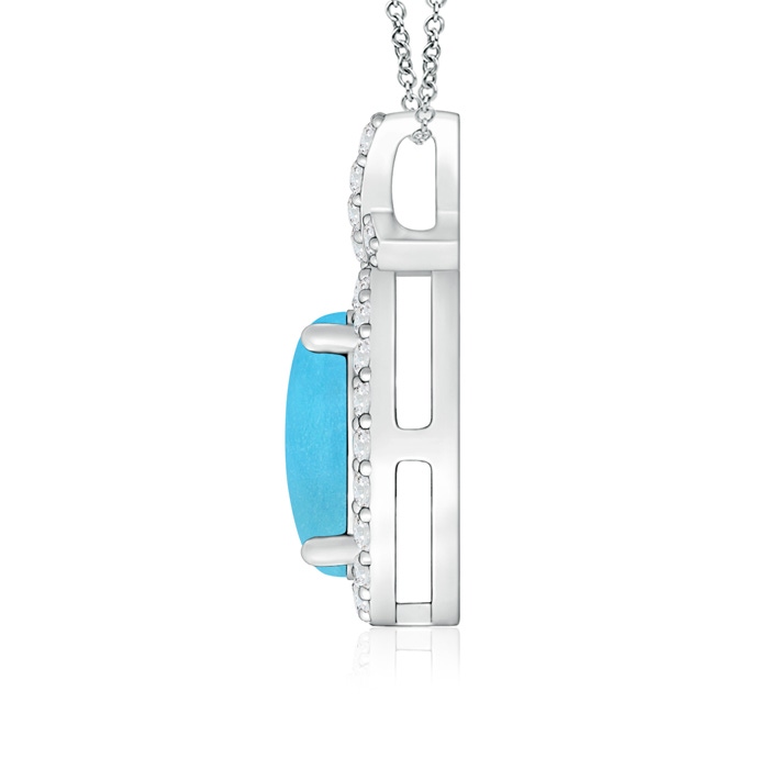 8x6mm AA Vintage Style Turquoise Pendant with Diamond Halo in S999 Silver side 199