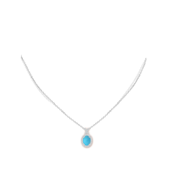8x6mm AA Vintage Style Turquoise Pendant with Diamond Halo in S999 Silver pen
