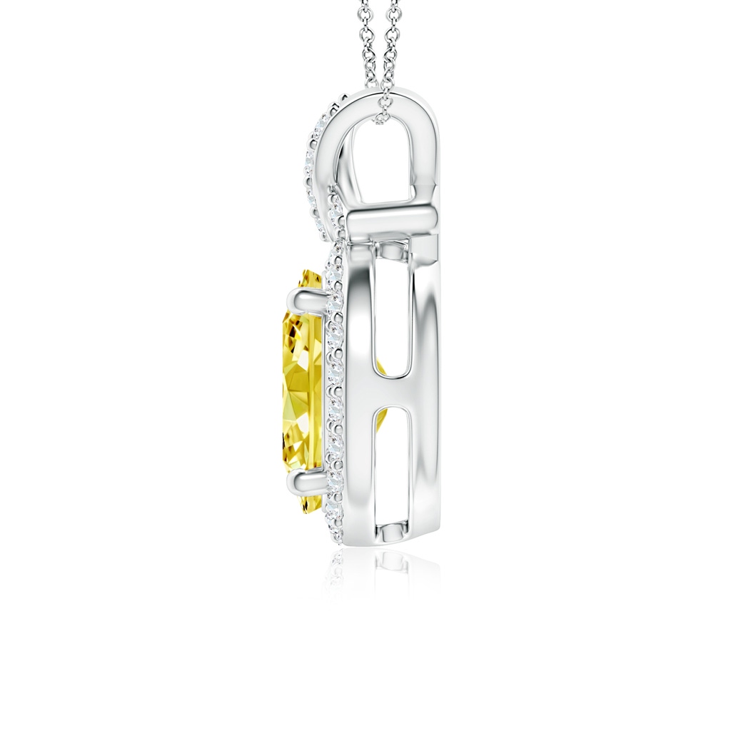 10x8mm AAAA Vintage Style Fancy Intense Yellow Diamond Pendant with Halo in P950 Platinum - side 199