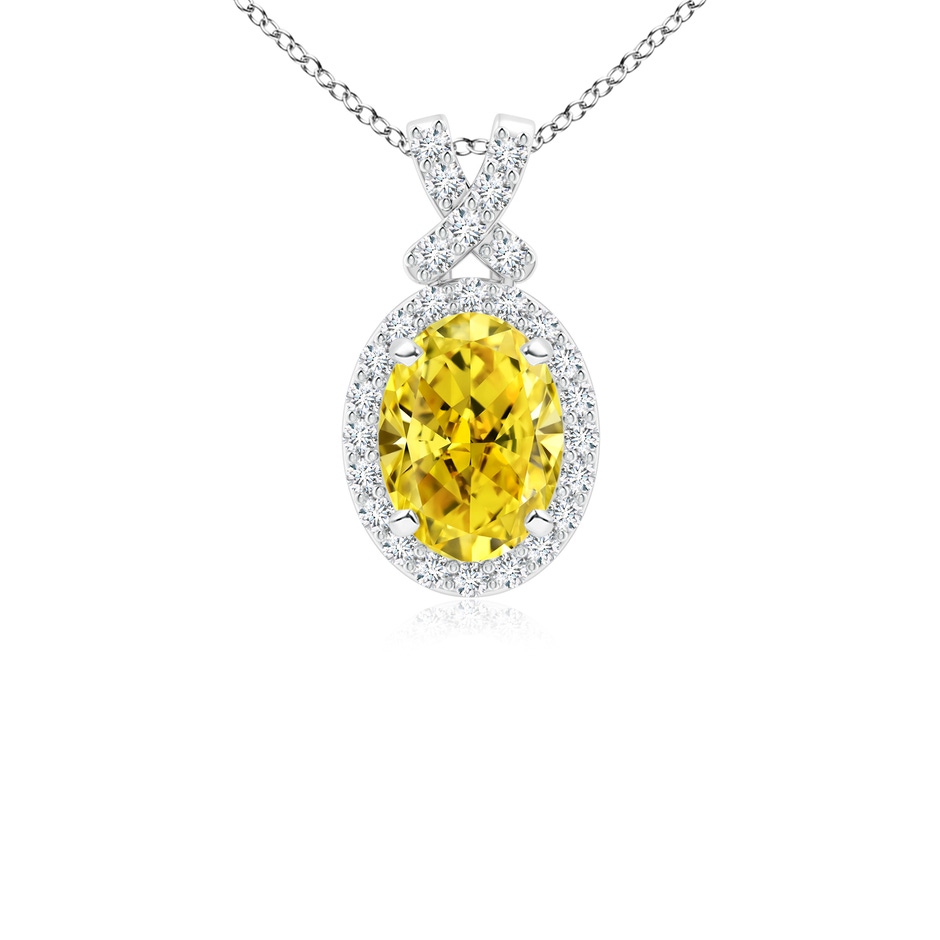 8x6mm AAAA Vintage Style Fancy Intense Yellow Diamond Pendant with Halo in P950 Platinum 
