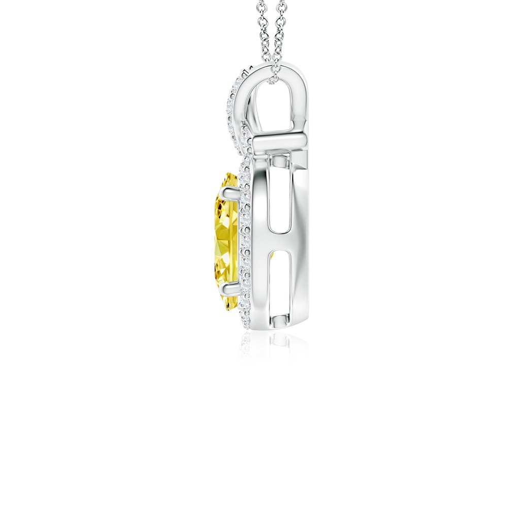 8x6mm AAAA Vintage Style Fancy Intense Yellow Diamond Pendant with Halo in White Gold - side 199