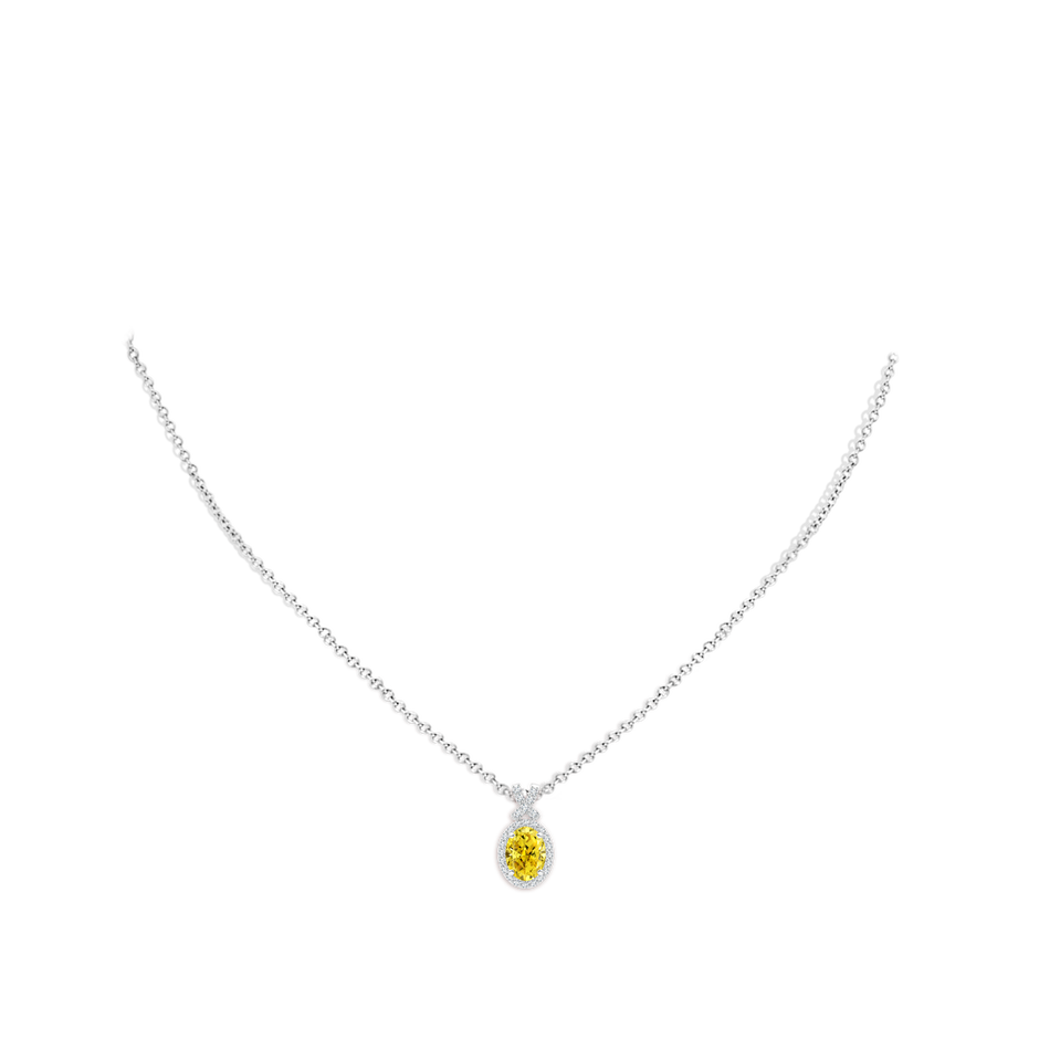 8x6mm AAAA Vintage Style Fancy Intense Yellow Diamond Pendant with Halo in White Gold pen