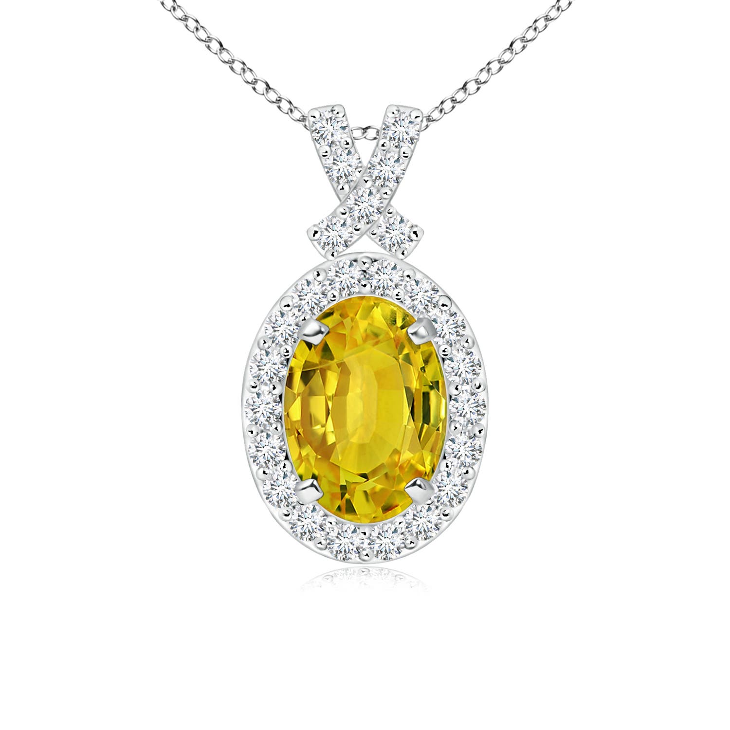 AAAA - Yellow Sapphire / 1.23 CT / 14 KT White Gold