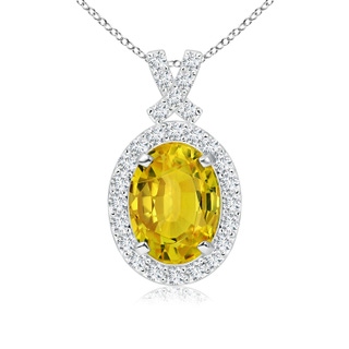 8x6mm AAAA Vintage Style Yellow Sapphire Pendant with Diamond Halo in P950 Platinum