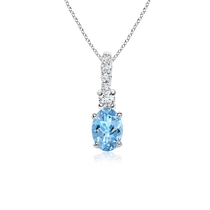 Oval Aquamarine Pendant with Diamond Bale | Angara
