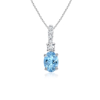 6x4mm AAAA Oval Aquamarine Pendant with Diamond Bale in White Gold