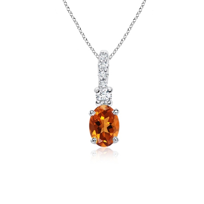 6x4mm AAAA Oval Citrine Pendant with Diamond Bale in P950 Platinum