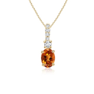 6x4mm AAAA Oval Citrine Pendant with Diamond Bale in Yellow Gold