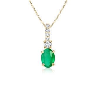 6x4mm A Oval Emerald Pendant with Diamond Bale in 9K Yellow Gold