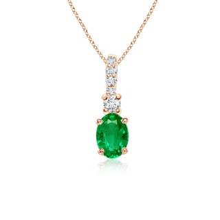 6x4mm AAA Oval Emerald Pendant with Diamond Bale in Rose Gold