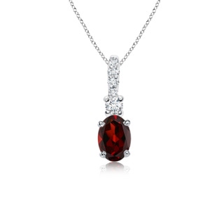 6x4mm AAA Oval Garnet Pendant with Diamond Bale in White Gold