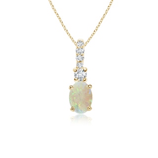 6x4mm AAA Oval Opal Pendant with Diamond Bale in Yellow Gold