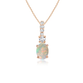 6x4mm AAAA Oval Opal Pendant with Diamond Bale in 9K Rose Gold