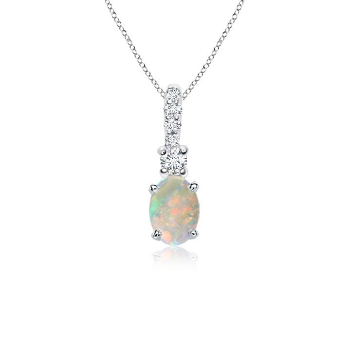 6x4mm AAAA Oval Opal Pendant with Diamond Bale in P950 Platinum